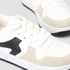 Tênis Casual Feminino Penélope Recorte Camurça Branco