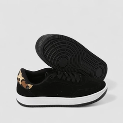 Tênis Casual Feminino Penélope Detalhe Onça Preto