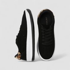 Tênis Casual Feminino Penélope Detalhe Onça Preto
