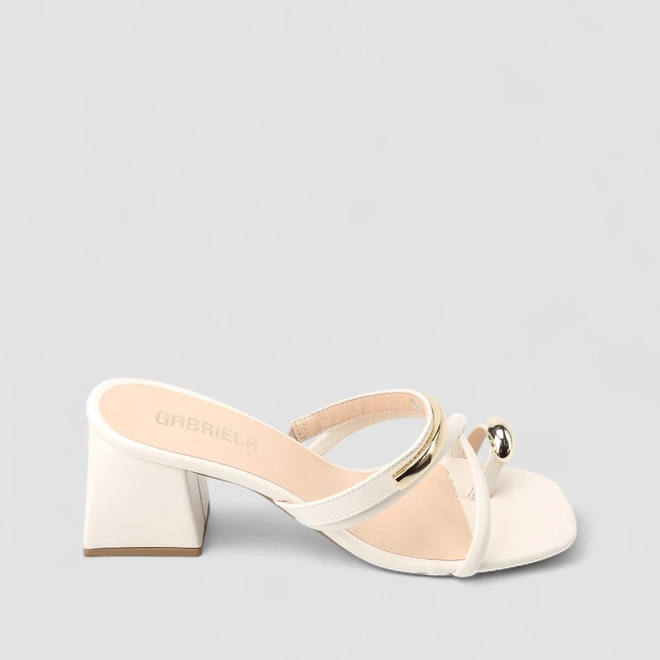 Tamanco Feminino Gabriela Detalhe Metálico Bold Off-White
