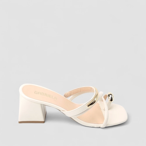 Tamanco Feminino Gabriela Detalhe Metálico Bold Off-White