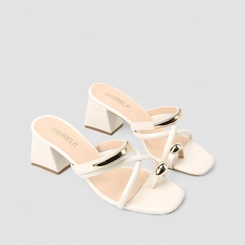 Tamanco Feminino Gabriela Detalhe Metálico Bold Off-White