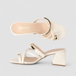 Tamanco Feminino Gabriela Detalhe Metálico Bold Off-White