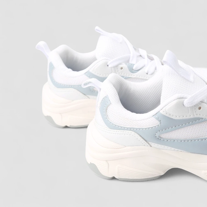 Tênis Casual Feminino Vertus Detalhes Azul Mesh Branco