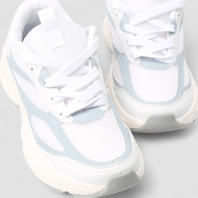 Tênis Casual Feminino Vertus Detalhes Azul Mesh Branco