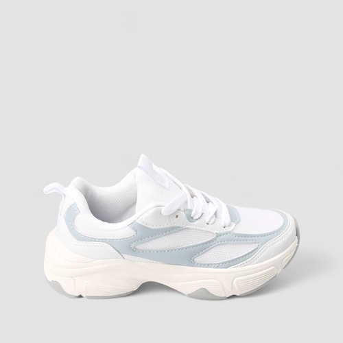 Tênis Casual Feminino Vertus Detalhes Azul Mesh Branco