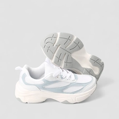 Tênis Casual Feminino Vertus Detalhes Azul Mesh Branco