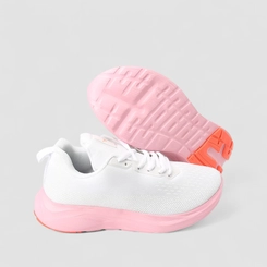 Tênis Esportivo Feminino Vertus Branco & Rosa