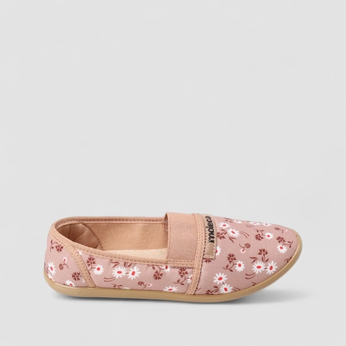 Sapatilha Feminina Moleca Detalhe Elástico Floral Nude