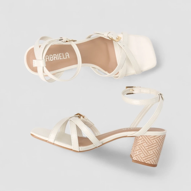 Sandália Feminina Gabriela Multi Tiras Ráfia Off-White