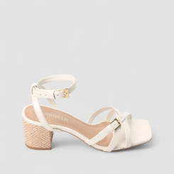 Sandália Feminina Gabriela Multi Tiras Ráfia Off-White