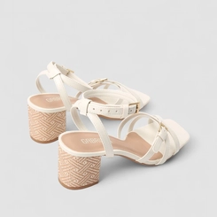 Sandália Feminina Gabriela Multi Tiras Ráfia Off-White