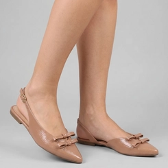 Sapatilha Slingback Feminino Penélope Detalhe Laços Nude