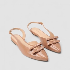 Sapatilha Slingback Feminino Penélope Detalhe Laços Nude