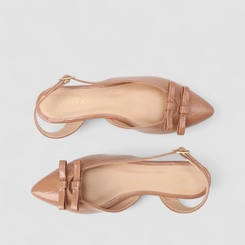 Sapatilha Slingback Feminino Penélope Detalhe Laços Nude