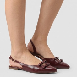 Sapatilha Slingback Feminino Penélope Detalhe Laços Vinho