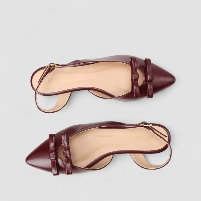 Sapatilha Slingback Feminino Penélope Detalhe Laços Vinho