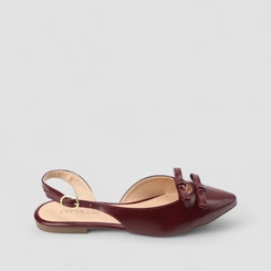 Sapatilha Slingback Feminino Penélope Detalhe Laços Vinho
