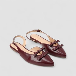 Sapatilha Slingback Feminino Penélope Detalhe Laços Vinho