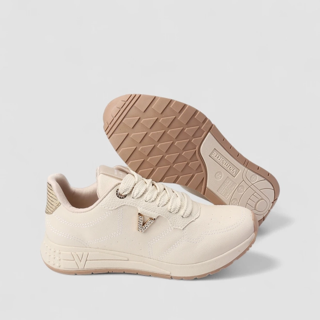 Tênis Casual Feminino Via Marte Detalhe Brilho Off White