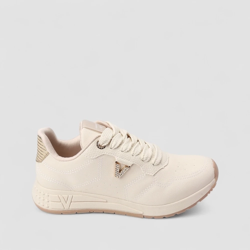 Tênis Casual Feminino Via Marte Detalhe Brilho Off White
