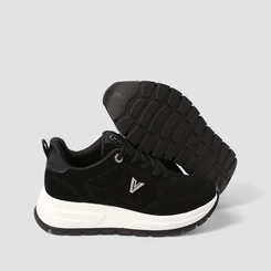 Tênis Chunky Feminino Via Marte Detalhe Pedraria Preto