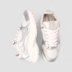 Tênis Casual Feminino Via Marte Recorte Metalizado Branco