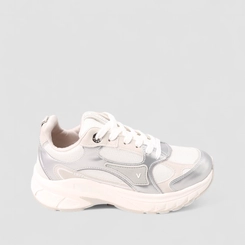 Tênis Casual Feminino Via Marte Recorte Metalizado Branco