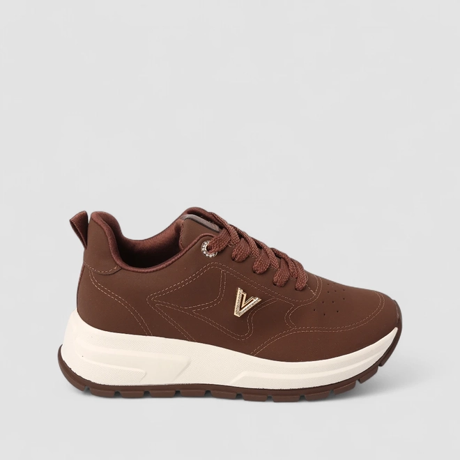 Tênis Chunky Feminino Via Marte Detalhe Pedraria Marrom