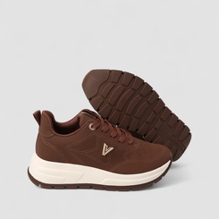 Tênis Chunky Feminino Via Marte Detalhe Pedraria Marrom