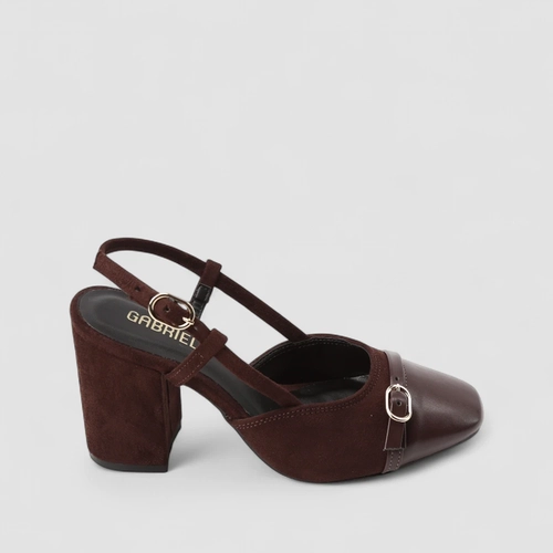 Scarpin Slingback Feminino Gabriela Camurça Marrom