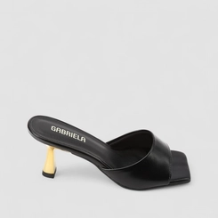 Tamanco Feminino Gabriela Salto Taça Dourado Preto