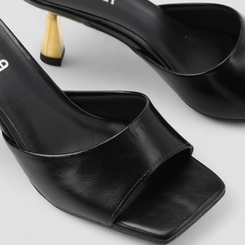 Tamanco Feminino Gabriela Salto Taça Dourado Preto