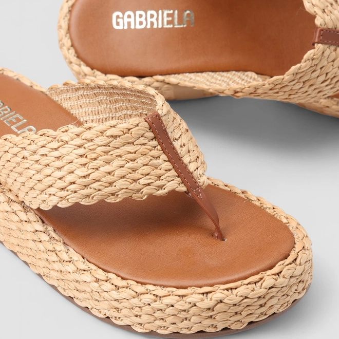 Tamanco Feminino Gabriela Flatform Rafia Marrom