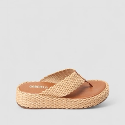Tamanco Feminino Gabriela Flatform Rafia Marrom