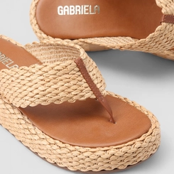 Tamanco Feminino Gabriela Flatform Rafia Marrom