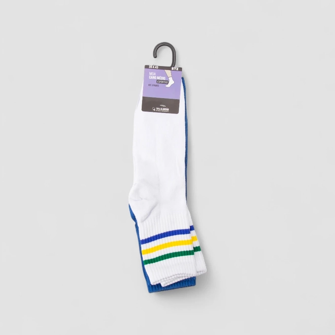 Meia Masculino Stz Kit Cores Do Brasil Bandeira Azul E Branco