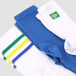 Meia Masculino Stz Kit Cores Do Brasil Bandeira Azul E Branco