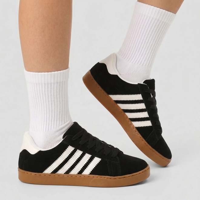 Tênis Casual Feminino Penélope Camurça Preto