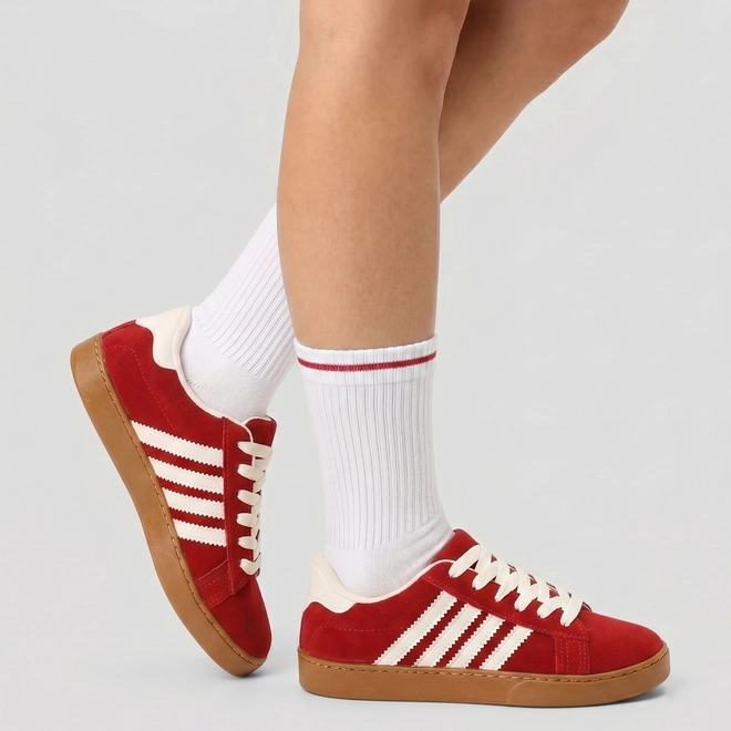 Tênis Casual Feminino Penélope Camurça Vermelho