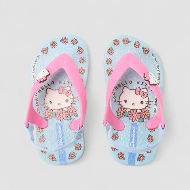 Chinelo Infantil Ipanema Hello Kitty Flores Azul