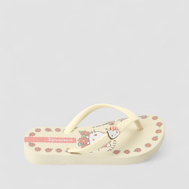 Chinelo Infantil Ipanema Hello Kitty Flores Bege