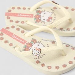 Chinelo Infantil Ipanema Hello Kitty Flores Bege