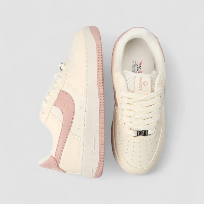 Tênis Casual Feminino Vanscy Recorte Off White