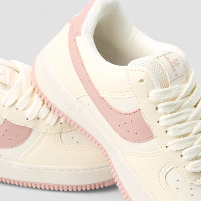 Tênis Casual Feminino Vanscy Recorte Off White