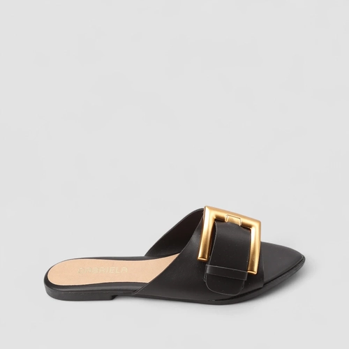 Rasteira Feminina Gabriela Detalhe Fivela Preto