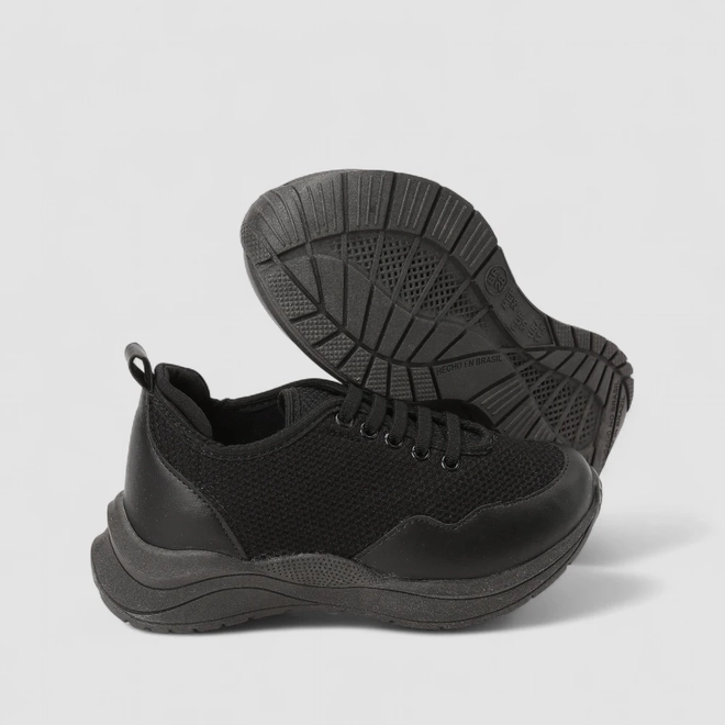 Tênis Casual Infantil Vertus Elástico Preto