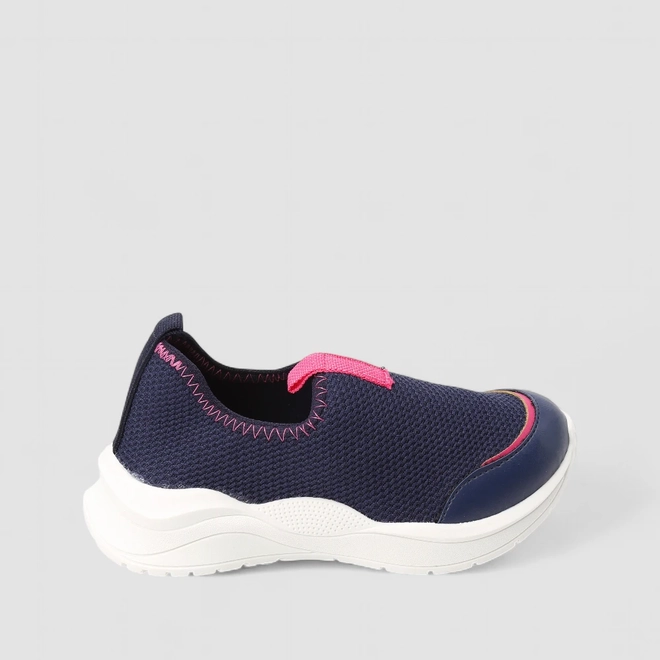 Slip On Infantil Gabrielinha Calce Fácil Mesh Detalhe Pink Marinho