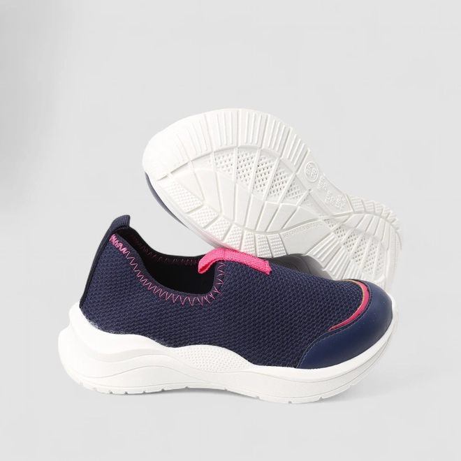 Slip On Infantil Gabrielinha Calce Fácil Mesh Detalhe Pink Marinho