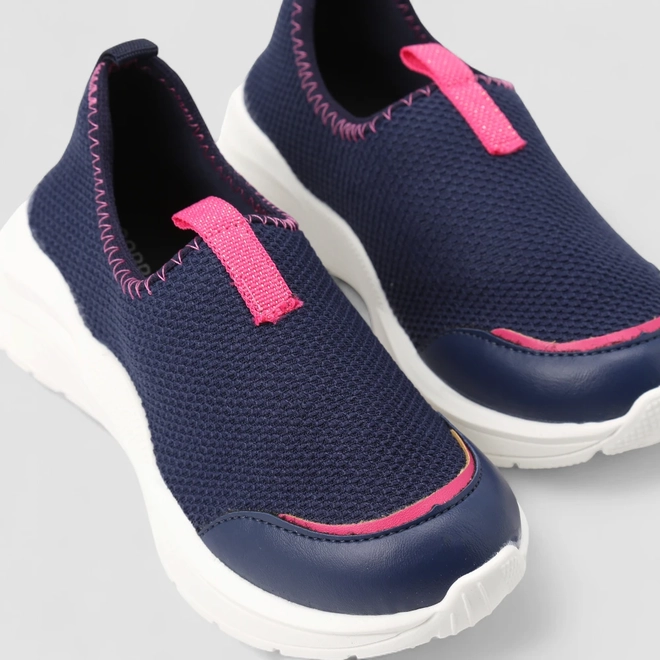 Slip On Infantil Gabrielinha Calce Fácil Mesh Detalhe Pink Marinho